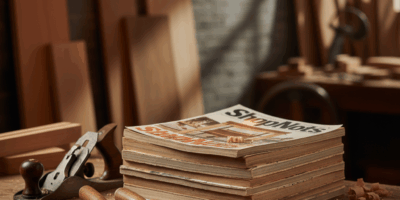 Professional featured image for woodworking article: ShopNotes Magazine Archive. High quality photog