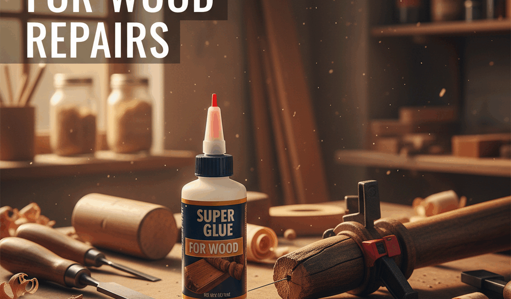 Professional featured image for woodworking article: Super Glue for Wood Repairs. High quality photo