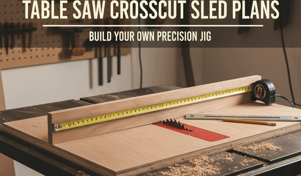 Professional featured image for woodworking article: Table Saw Crosscut Sled Plans. High quality pho