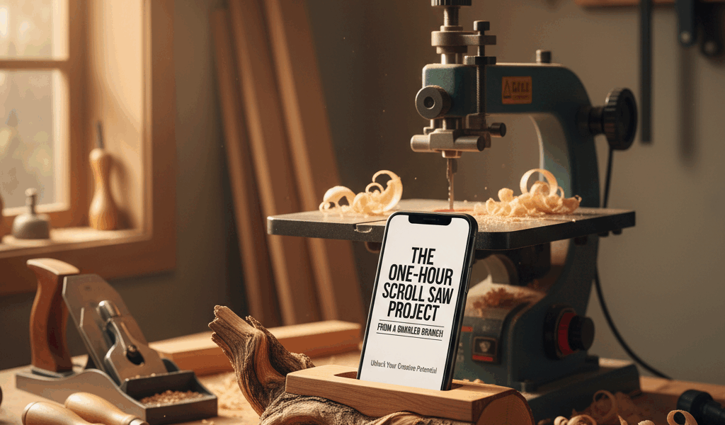 Professional featured image for woodworking article: The One-Hour Scroll Saw Project for Phone Dock 