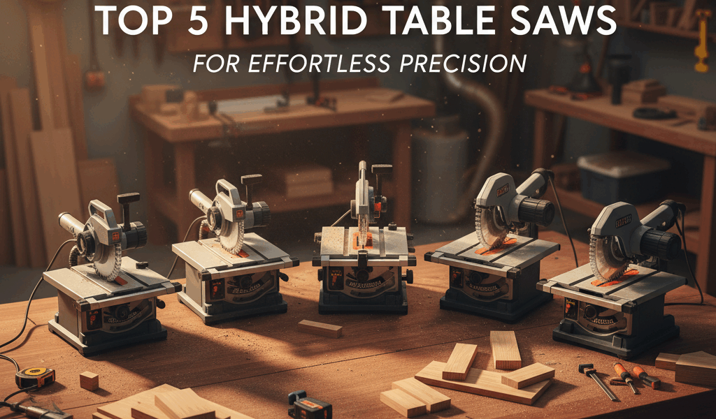 Professional featured image for woodworking article: Top 5 Hybrid Table Saws for Effortless Precisio