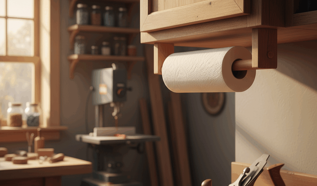 Professional featured image for woodworking article: Under-Cabinet Paper Towel Holder - Hidden Hardw