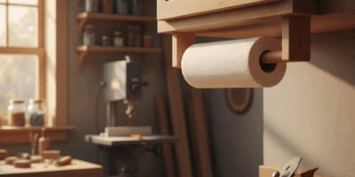 Professional featured image for woodworking article: Under-Cabinet Paper Towel Holder - Hidden Hardw