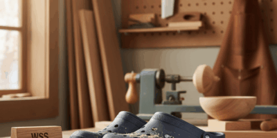 Professional featured image for woodworking article: WSS Crocs Review. High quality photography, wor
