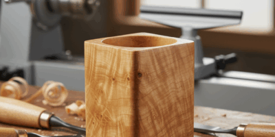 Professional woodworking featured image: Turned Pencil Cup - Lathe Basics Using a Single Blank