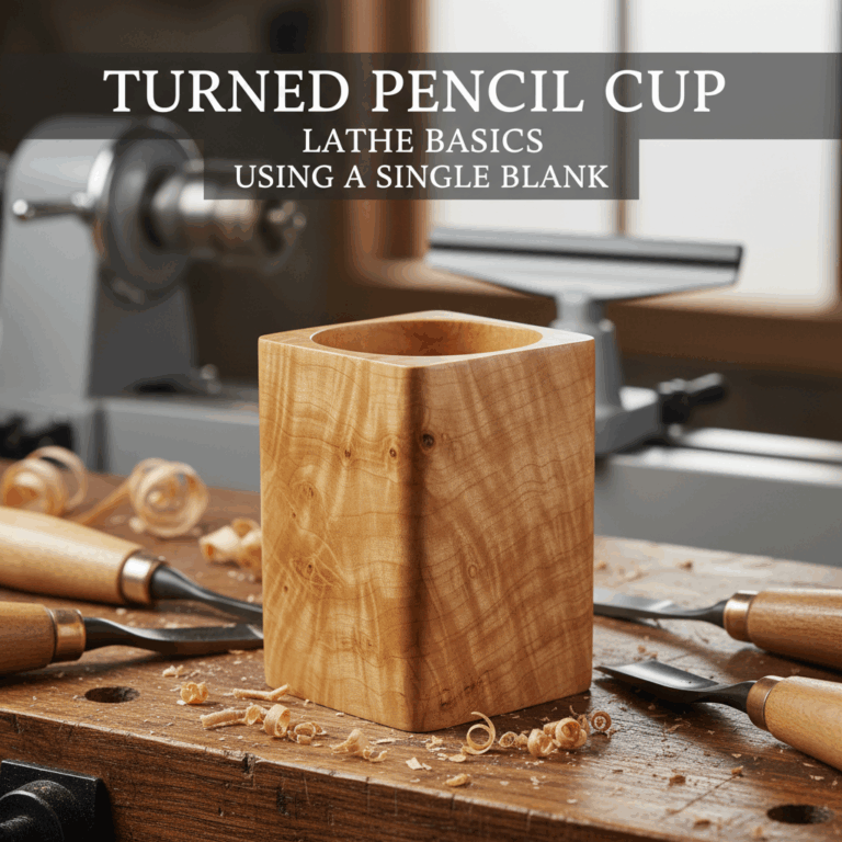 Professional woodworking featured image: Turned Pencil Cup - Lathe Basics Using a Single Blank