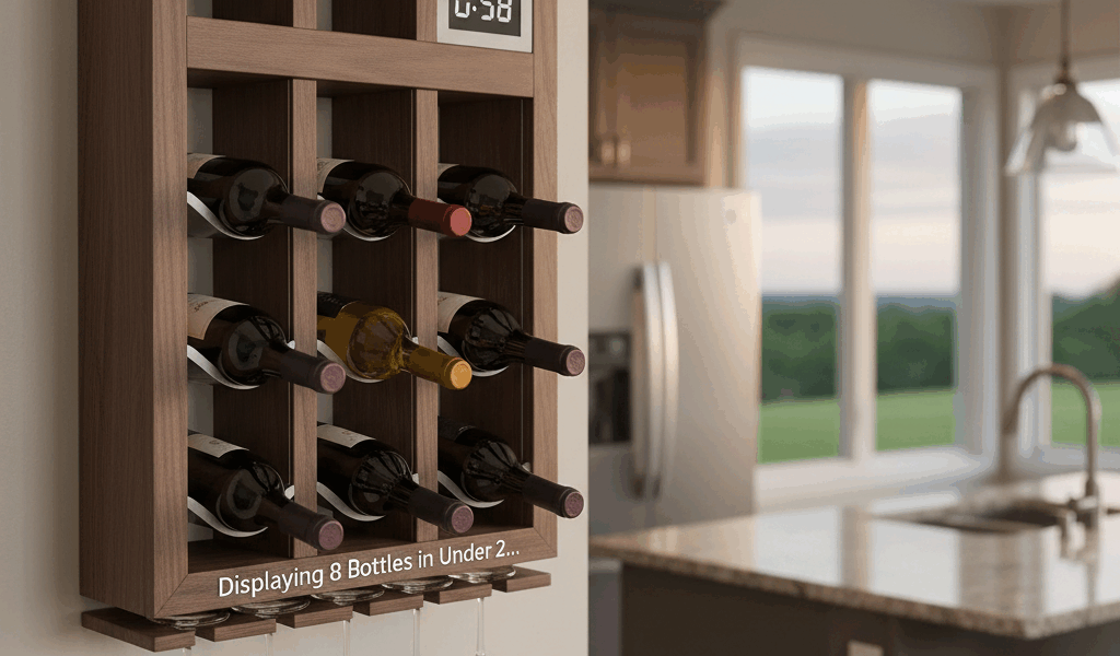 Professional woodworking featured image: Wall-Mounted Wine Rack - Displaying 8 Bottles in Under 2 ..