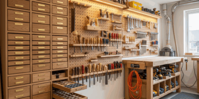 Professional woodworking featured image: Workshop Tool Storage Systems and Organization