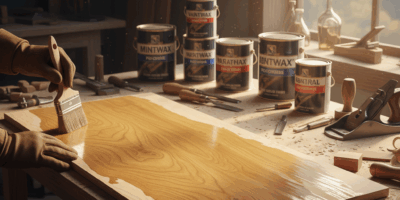 Professional woodworking image for article: Best Polyurethane for Wood Projects. Workshop, wood grai