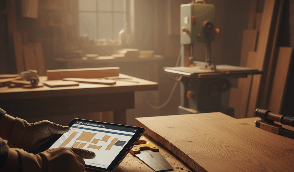 Professional woodworking image for article: Cut List Optimizer Tools for Woodworking. Workshop, wood