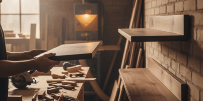 Professional woodworking image for article: Elevate Your Space with Stylish Floating Shelves. Worksh