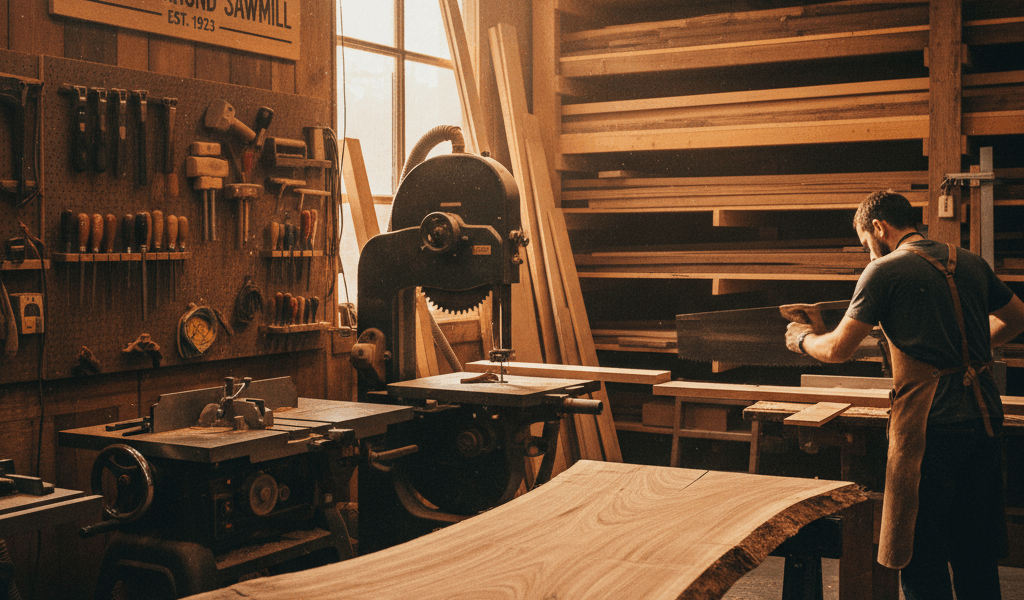 Professional woodworking image for article: Finding Your Local Neighbourhood Sawmill. Workshop, wood