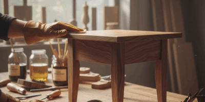 Professional woodworking image for article: Furniture Wax Tips and Techniques. Workshop, wood grain,