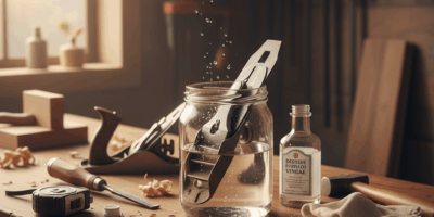 Professional woodworking image for article: How to Remove Rust with Vinegar. Workshop, wood grain, t