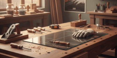 Professional woodworking image for article: Mastering the Art of Cutting Tempered Glass Safely. Work