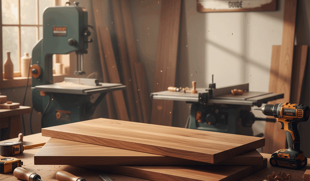 Professional woodworking image for article: Solid Wood Floating Shelves Guide. Workshop, wood grain,