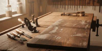 Professional woodworking image for article: Understanding Patina on Aging Surfaces. Workshop, wood g