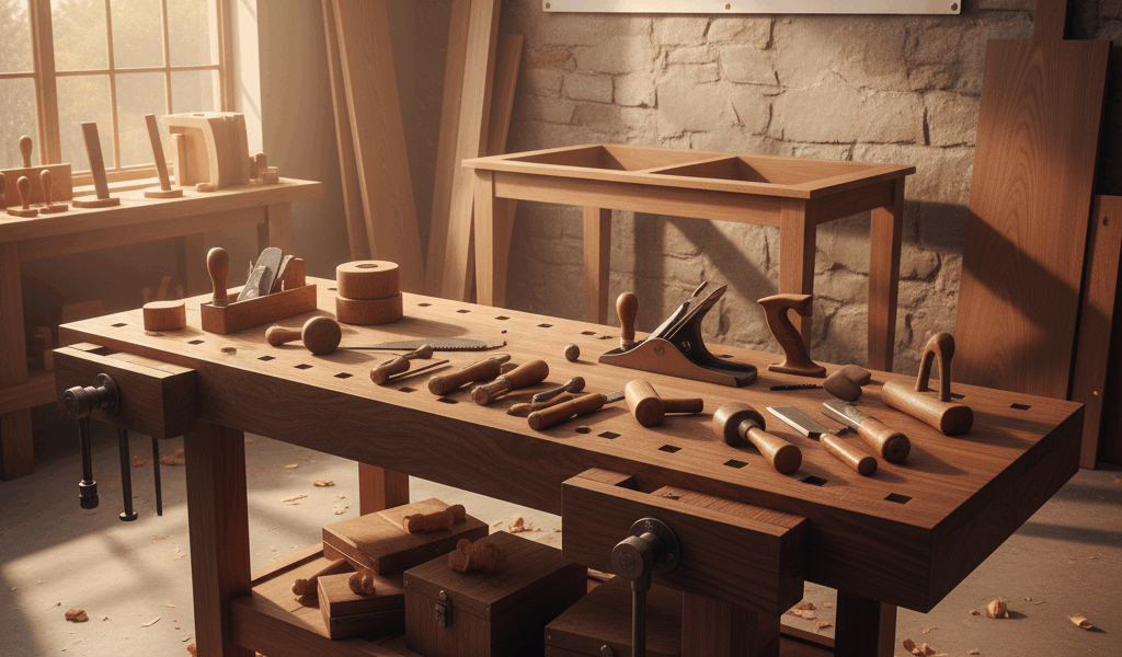 Professional woodworking image for article: Woodworking Tools in Des Moines. Workshop, wood grain, t