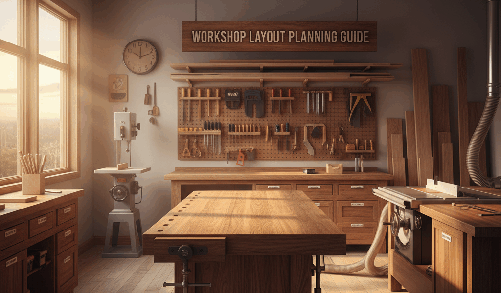 Professional woodworking image for article: Workshop Layout Planning Guide. Workshop, wood grain, to